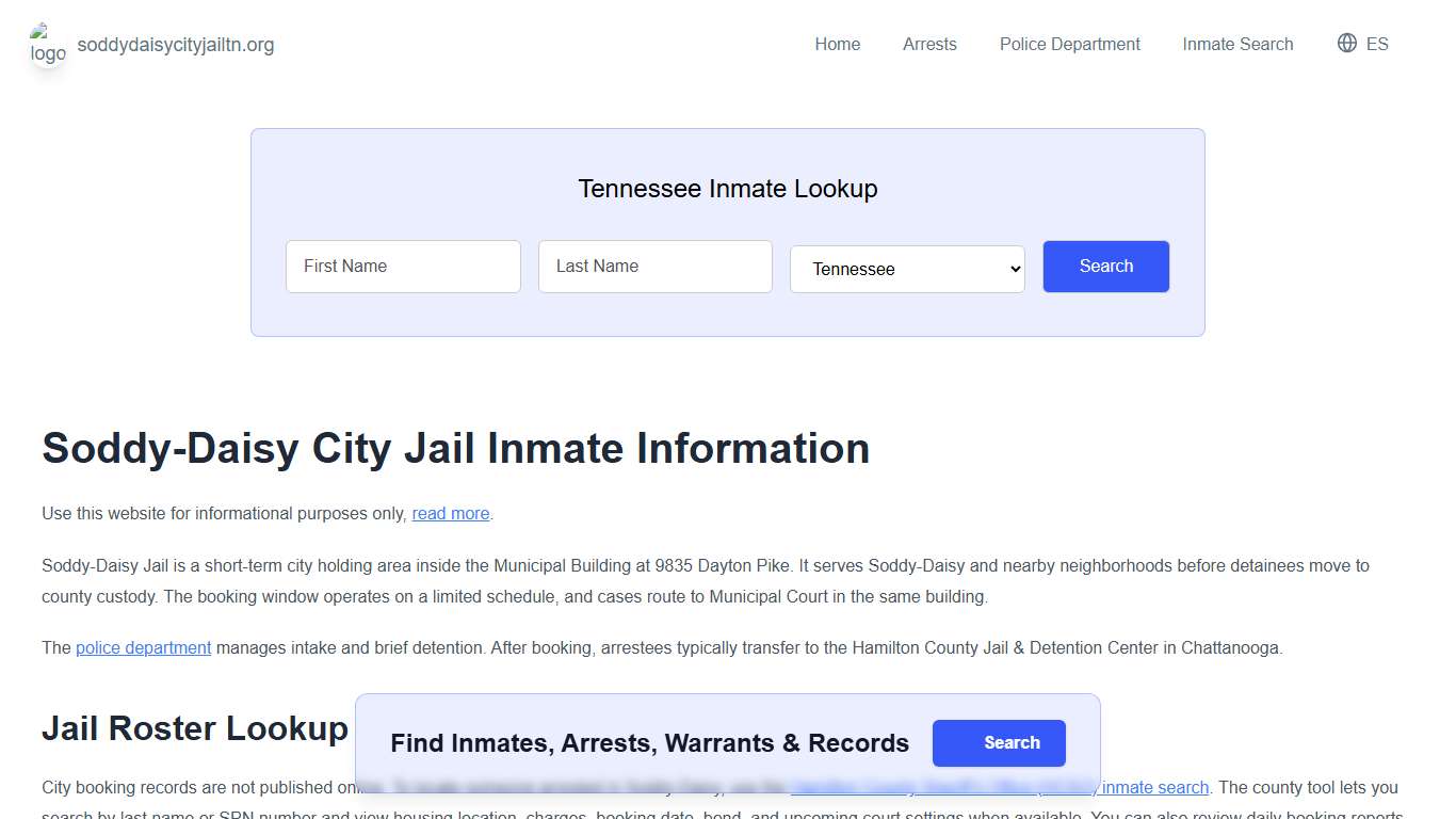 Soddy Daisy Jail, TN Inmate Roster, Municipal Jail Info