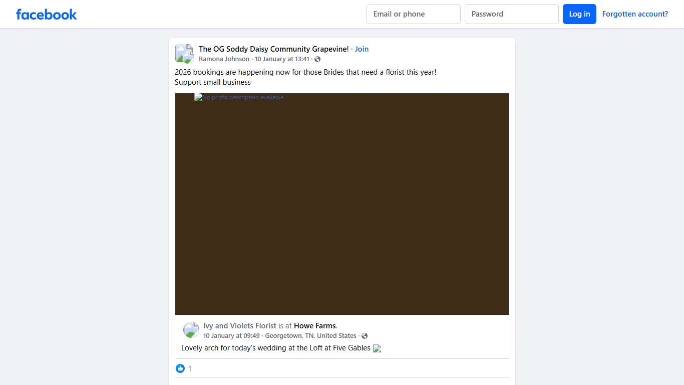 The OG Soddy Daisy Community Grapevine! 2026 bookings are happening now for those Brides that need a florist this year Facebook