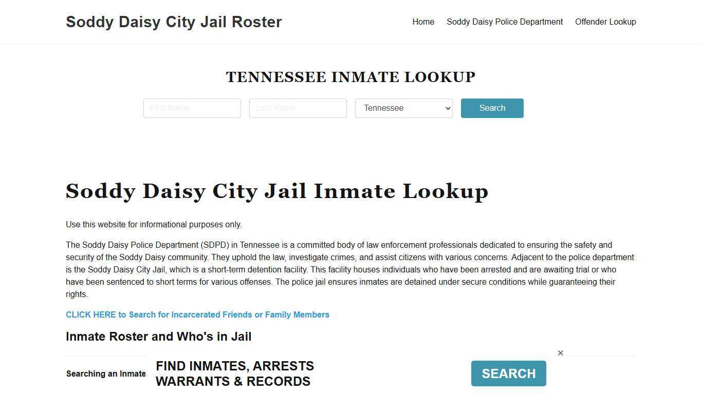 Soddy Daisy City Jail, TN Inmate Search, Jail Roster, Bookings