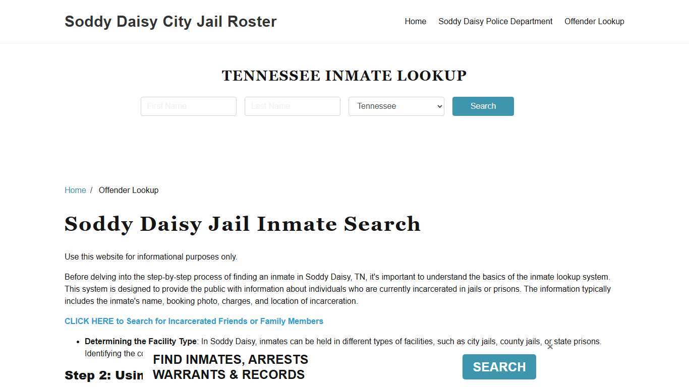 Soddy Daisy, TN Detainee Lookup